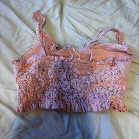 Pink Ruffled Crop Top size small - Picture 2 of 2